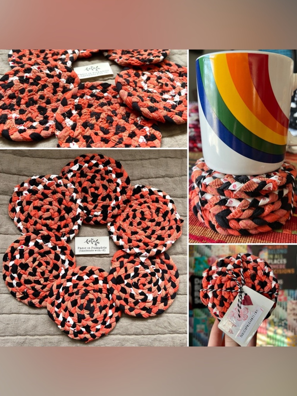 Set of Six Braided Coasters